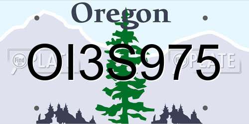 OI3S975 Oregon License Plate