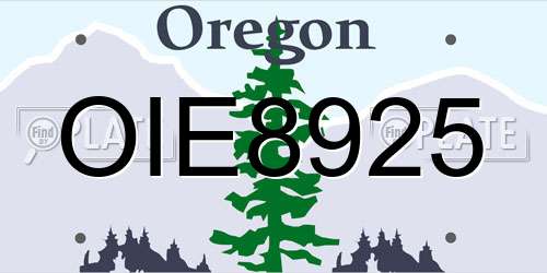 OIE8925 Oregon License Plate
