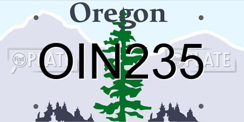 OIN235 Oregon License Plate