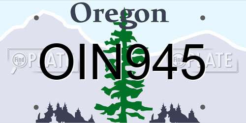 OIN945 Oregon License Plate