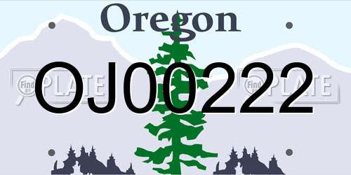 OJ00222 Oregon License Plate