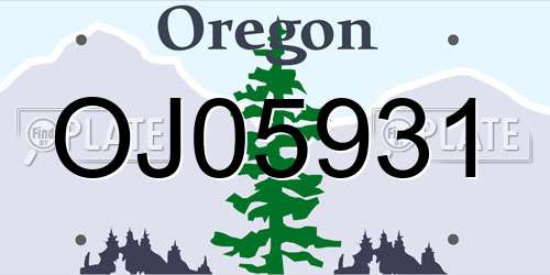 OJ05931 Oregon License Plate