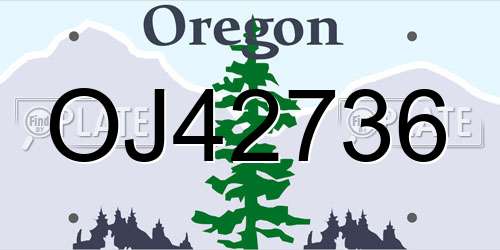 OJ42736 Oregon License Plate