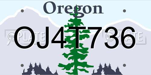 OJ4T736 Oregon License Plate