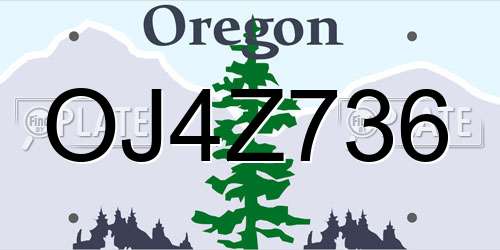 OJ4Z736 Oregon License Plate