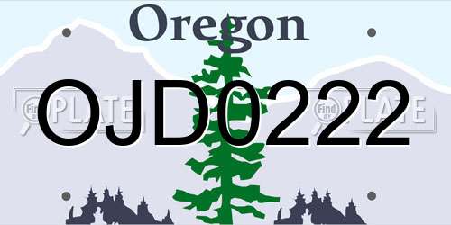 OJD0222 Oregon License Plate