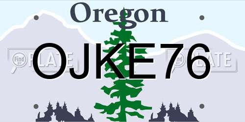 OJKE76 Oregon License Plate