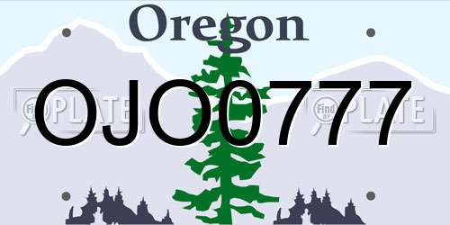 OJO0777 Oregon License Plate