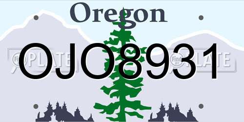OJO8931 Oregon License Plate