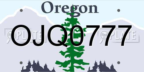 OJQ0777 Oregon License Plate