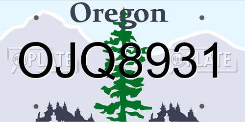 OJQ8931 Oregon License Plate