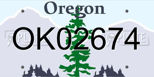 OK02674 Oregon License Plate