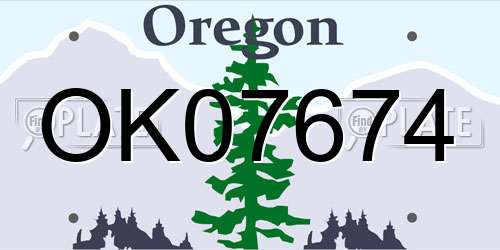 OK07674 Oregon License Plate