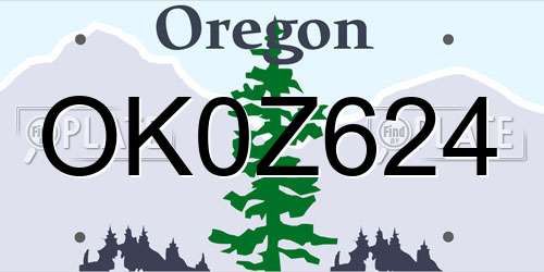OK0Z624 Oregon License Plate