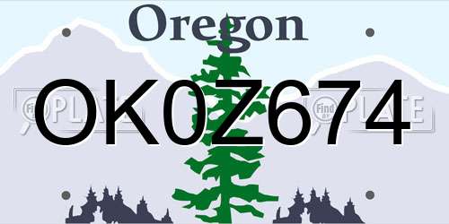 OK0Z674 Oregon License Plate