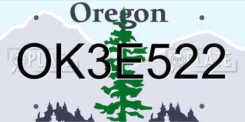 OK3E522 Oregon License Plate