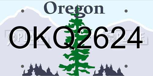 OKQ2624 Oregon License Plate