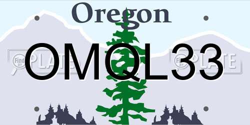 OMQL33 Oregon License Plate