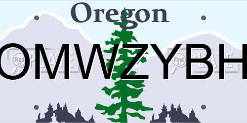 OMWZYBH Oregon License Plate