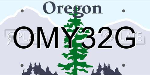 OMY32G Oregon License Plate