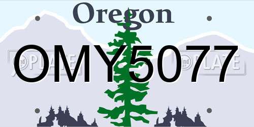 OMY5077 Oregon License Plate
