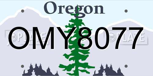 OMY8077 Oregon License Plate