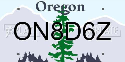 ON8D6Z Oregon License Plate