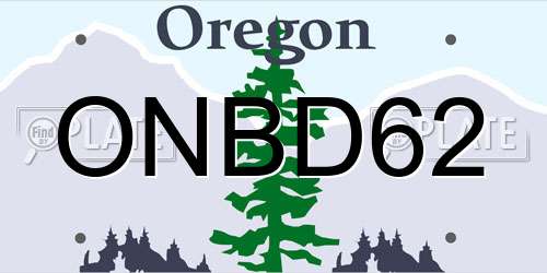ONBD62 Oregon License Plate