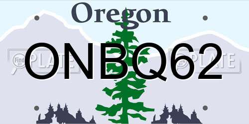 ONBQ62 Oregon License Plate