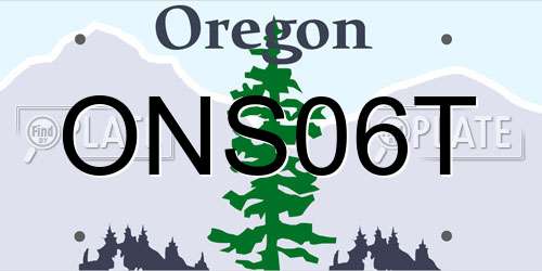 ONS06T Oregon License Plate