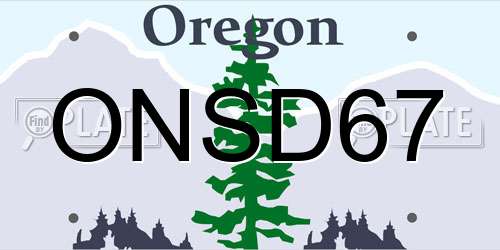 ONSD67 Oregon License Plate