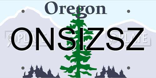 ONSIZSZ Oregon License Plate