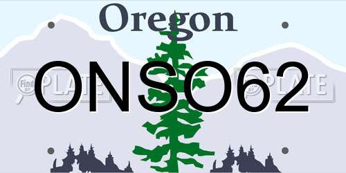 ONSO62 Oregon License Plate