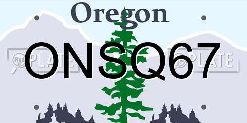 ONSQ67 Oregon License Plate