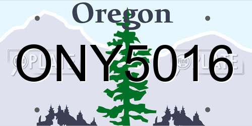 ONY5016 Oregon License Plate