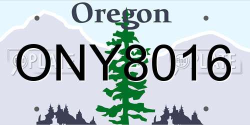 ONY8016 Oregon License Plate