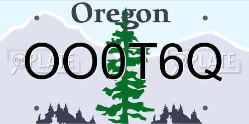 OO0T6Q Oregon License Plate