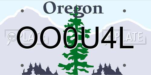 OO0U4L Oregon License Plate