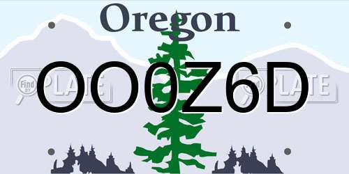 OO0Z6D Oregon License Plate