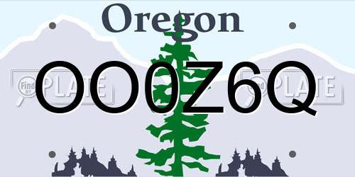 OO0Z6Q Oregon License Plate