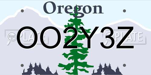 OO2Y3Z Oregon License Plate
