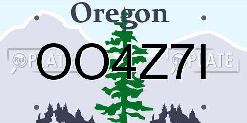 OO4Z7I Oregon License Plate