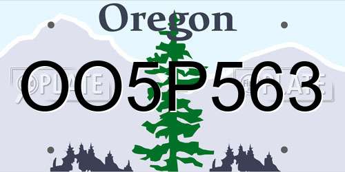 OO5P563 Oregon License Plate