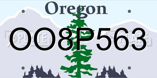 OO8P563 Oregon License Plate