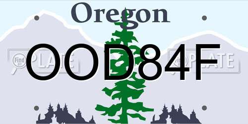 OOD84F Oregon License Plate