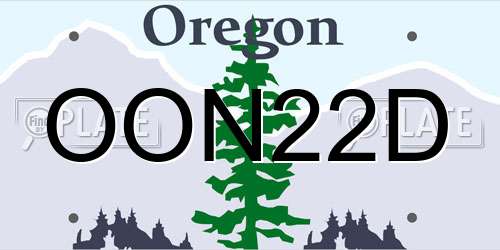 OON22D Oregon License Plate