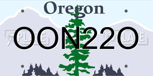 OON22O Oregon License Plate