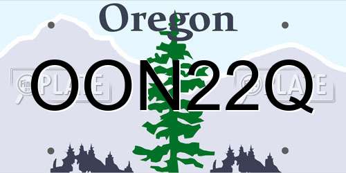 OON22Q Oregon License Plate