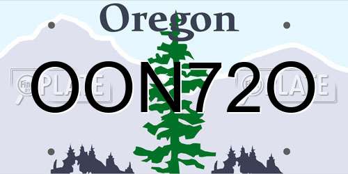 OON72O Oregon License Plate
