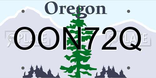 OON72Q Oregon License Plate